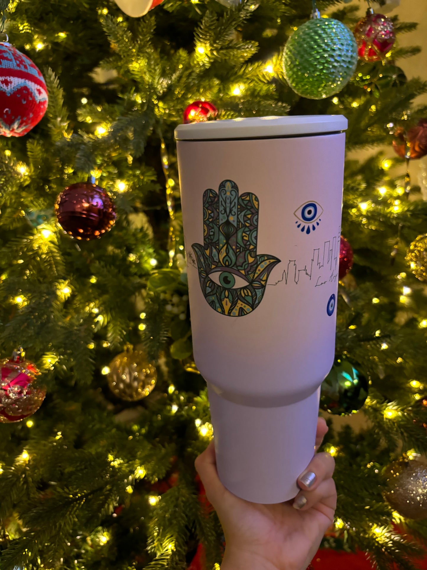 40.0 oz evil eye double-walled stainless steel tumbler