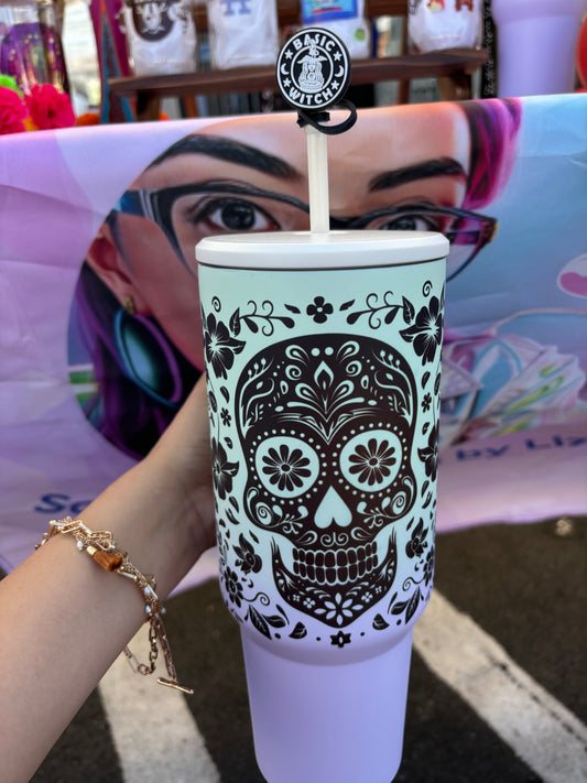 40.0 oz calavera double-walled stainless steel tumbler