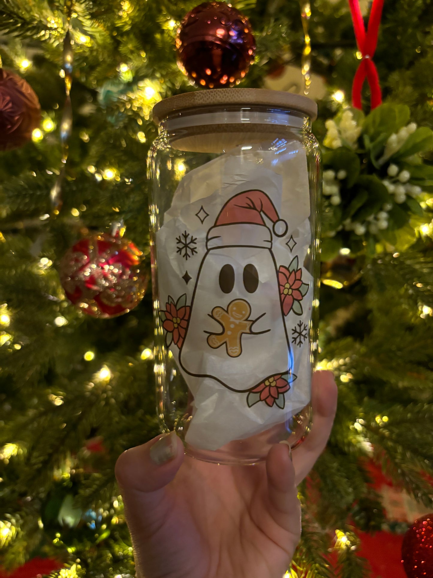 16.0 oz Christmas ghost  with gingerbread