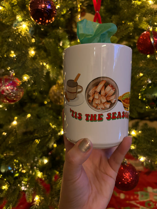 12oz Latino Christmas inspired mug ( Tamales, Posole and chocolate )