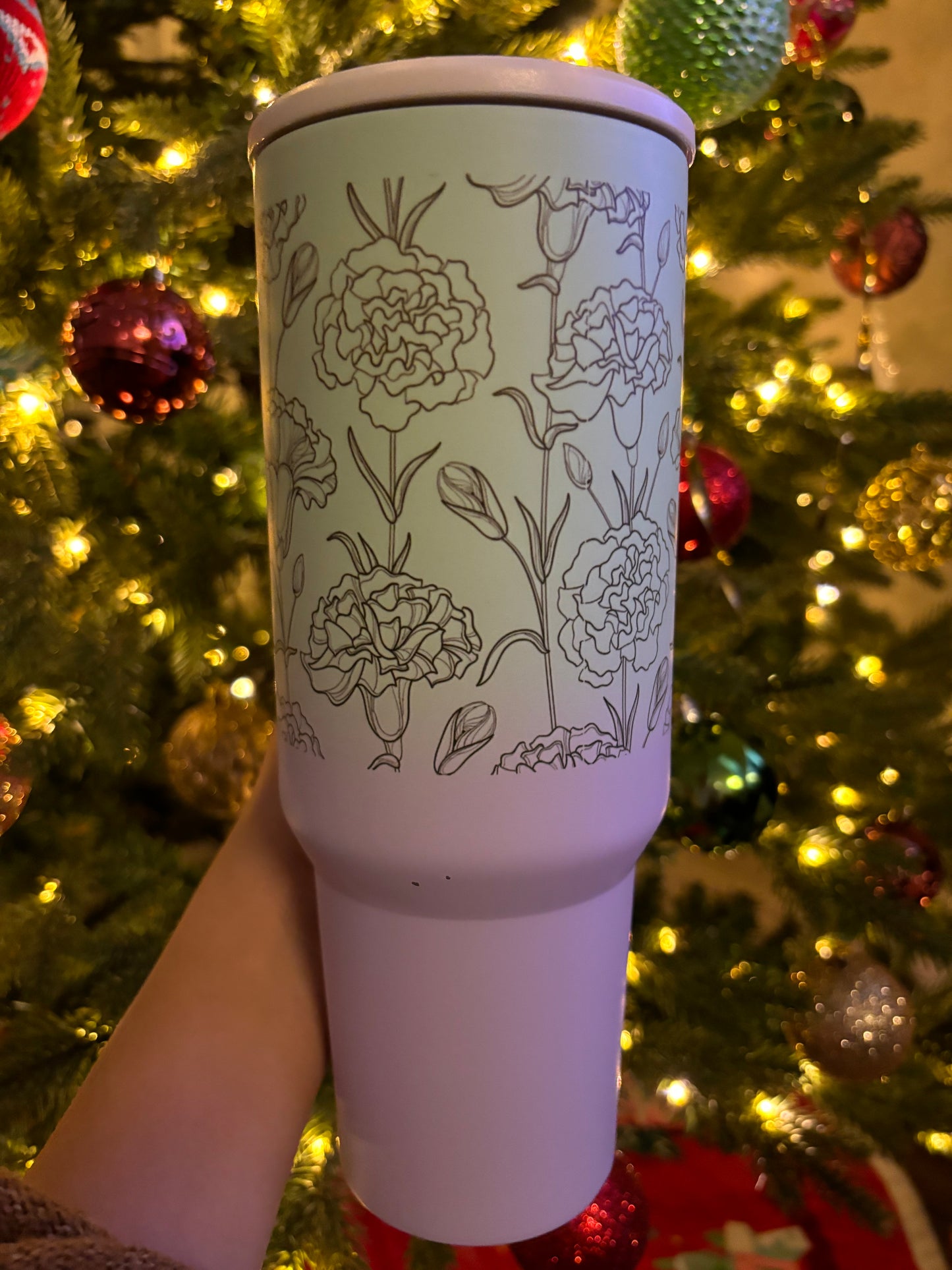 40.0 oz flowers double-walled stainless steel tumbler