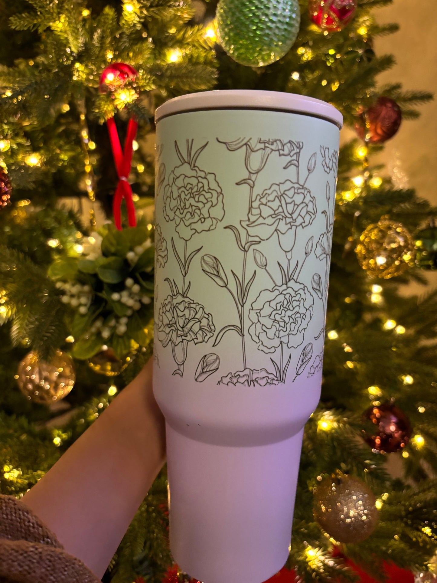 40.0 oz flowers double-walled stainless steel tumbler